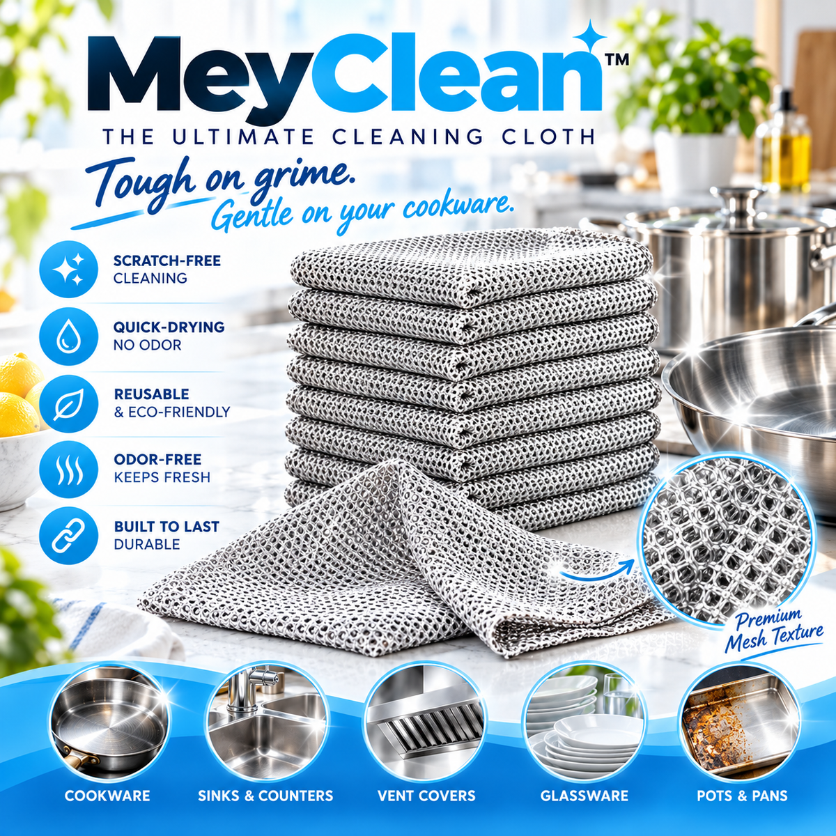 MeyClean™ - The Ultimate Cleaning Tool for Stainless Steel and Glass Cookware | BUNDLE OFFER